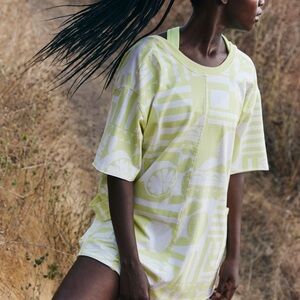 Free People Lime Green Graphic Jumpsuit